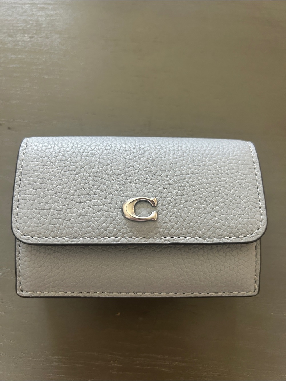 Coach Pebbled Leather Small Wallet - Light Silver